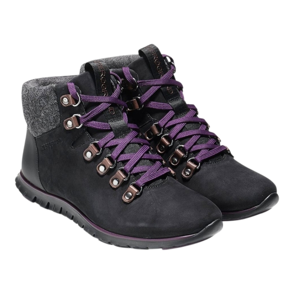 Cole Haan Women’s ZERØGRAND Waterproof Hiker Boots Black Leather Suede 9.5B